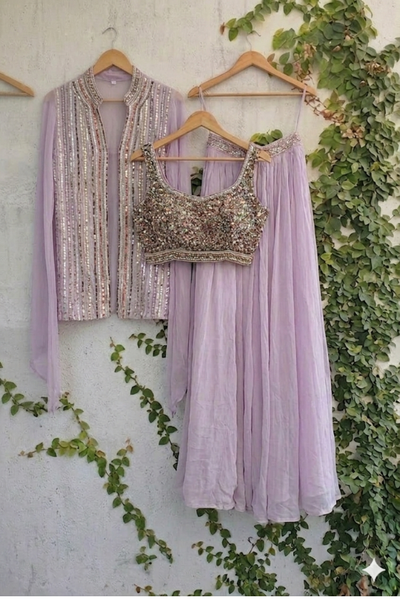 Blush Mauve Embellished Three-Piece Co-ord Set