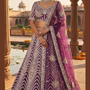 Royal Plum Embroidered Bridal Lehenga Set