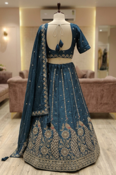 Teal Bloom Embroidered Lehenga Set