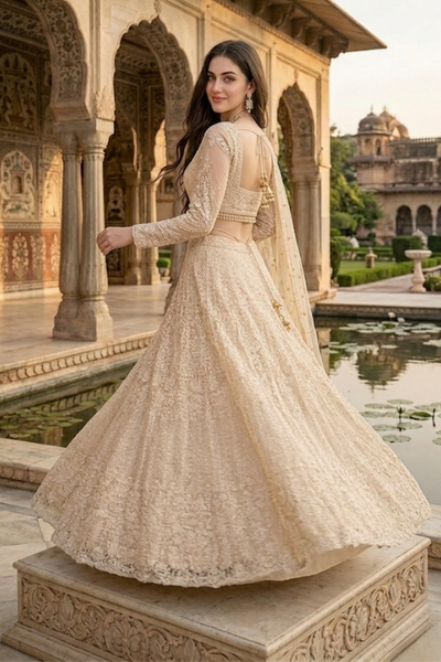 Ivory Lace Bridal Lehenga Set