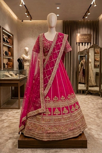 Royal Rani Pink Embroidered Lehenga Set