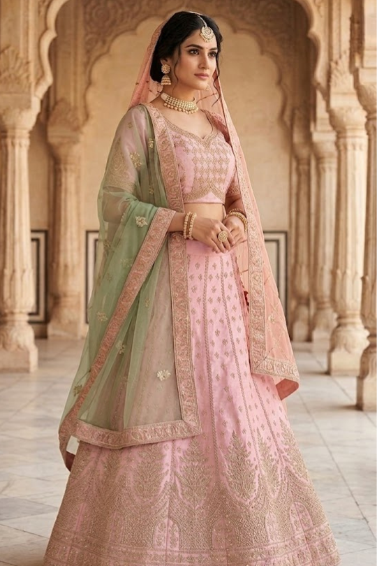 Blush Pink Royal Embroidered Lehenga Set