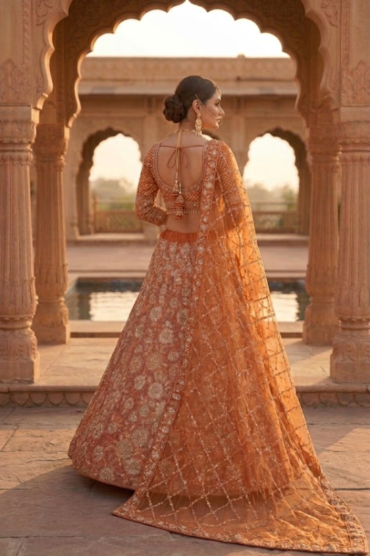 Sunset Glow Embroidered Bridal Lehenga Set