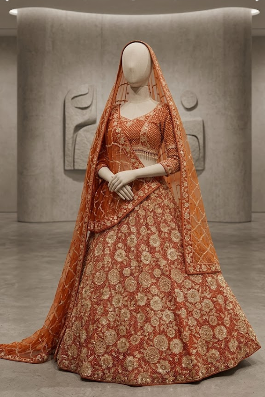 Sunset Glow Embroidered Bridal Lehenga Set