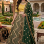 Mehira Mustard & Emerald Geometric Lehenga Set