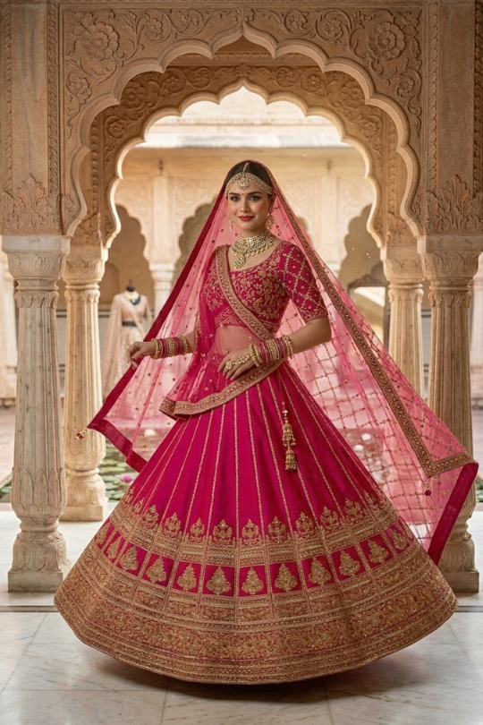Royal Rani Pink Embroidered Lehenga Set