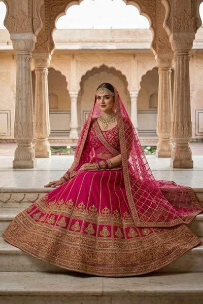Royal Rani Pink Embroidered Lehenga Set
