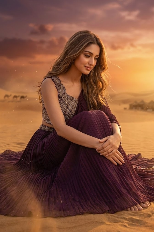 Wine Elegance Indo-Western Draped Set