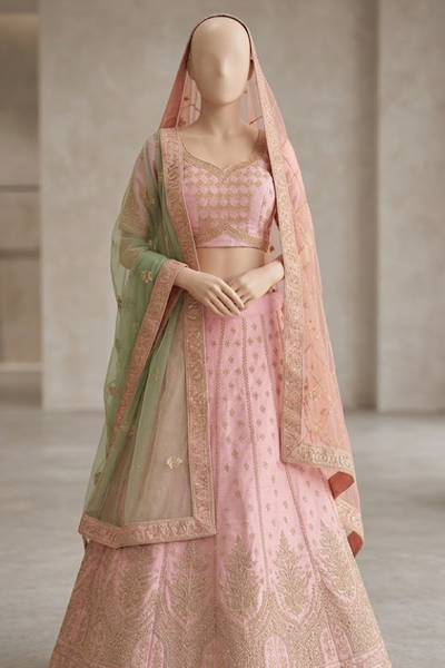 Blush Pink Royal Embroidered Lehenga Set