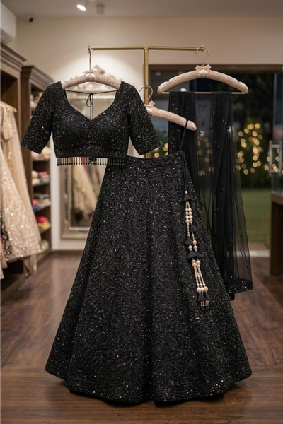 Midnight Elegance Embellished Lehenga Set