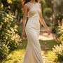 Ivory Glam Cross-Neck Evening Gown ✨