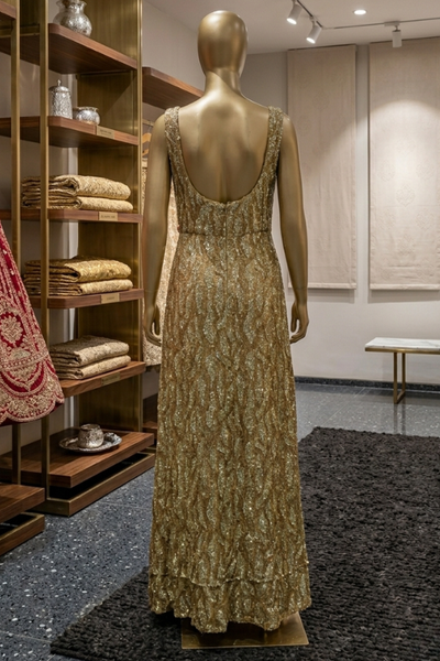 Golden Shimmer Sleeveless Gown