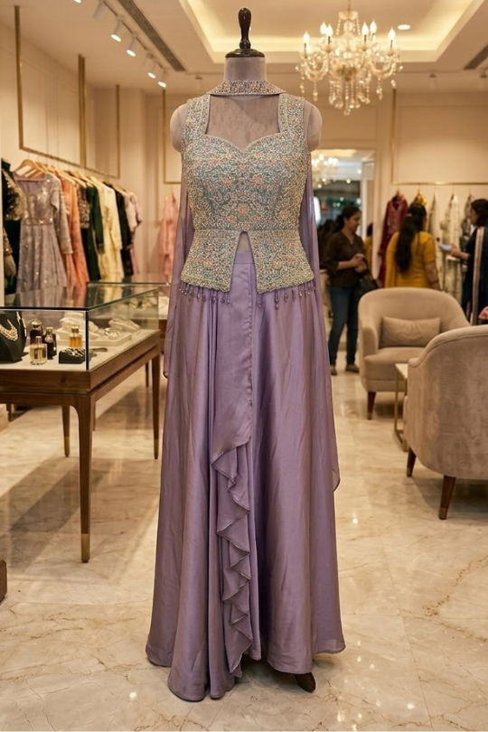 Pastel Lavender Indo-Western  Set