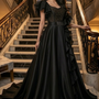 Midnight Elegance Ruffle Gown