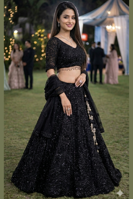 Midnight Elegance Embellished Lehenga Set