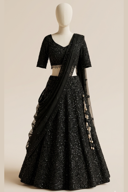 Midnight Elegance Embellished Lehenga Set