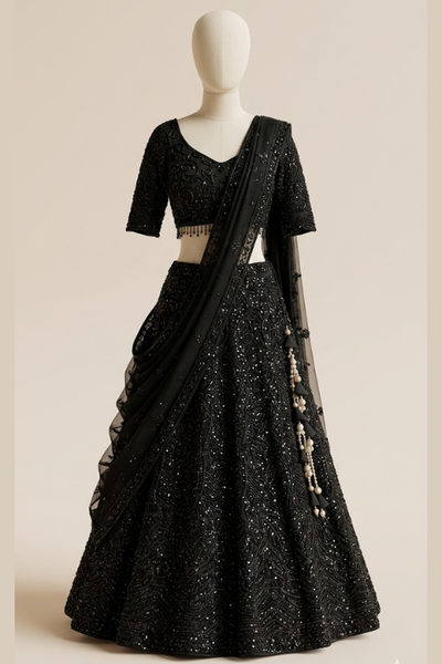 Midnight Elegance Embellished Lehenga Set