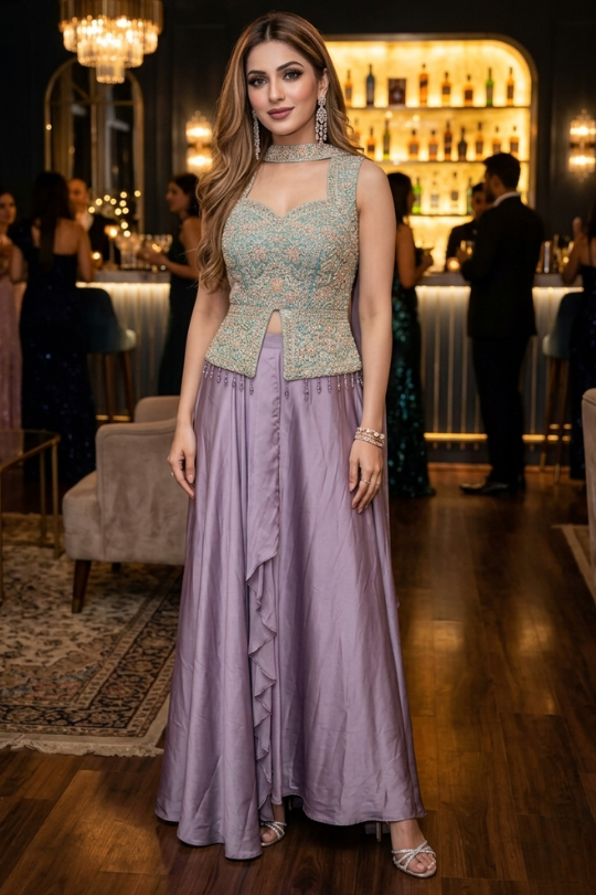 Pastel Lavender Indo-Western  Set