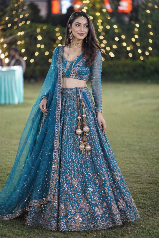 Emerald Elegance Bridal Lehenga Set