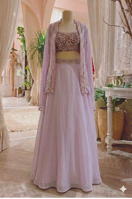 Blush Mauve Embellished Three-Piece Co-ord Set