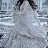 Angle
Side view of Frost Silver Embroidered Festive Lehenga
