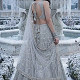 Frost Silver Embroidered Festive Lehenga worn by model