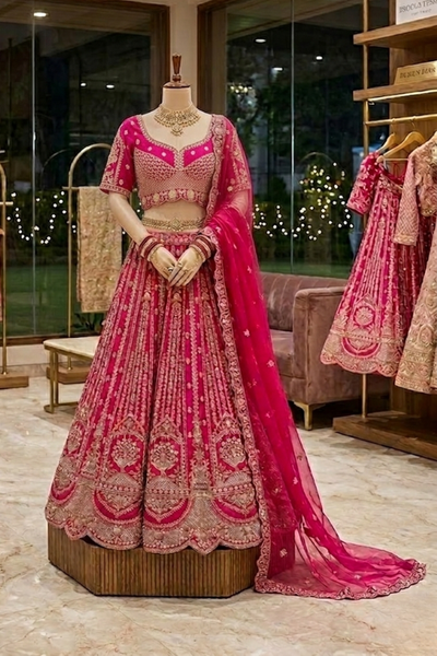 Maharani Pink Bridal Lehenga on Mannequin