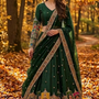 Emerald Green Embroidered Lehenga Set with Artistic Border front view