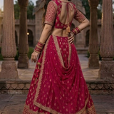 Bride wearing Rani Elegance Festive Lehenga Set Back View