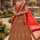 Ruby Regal Embroidered Lehenga Set front view